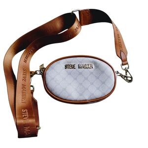 Steve Madden Small Oval Crossbody in White and Brown